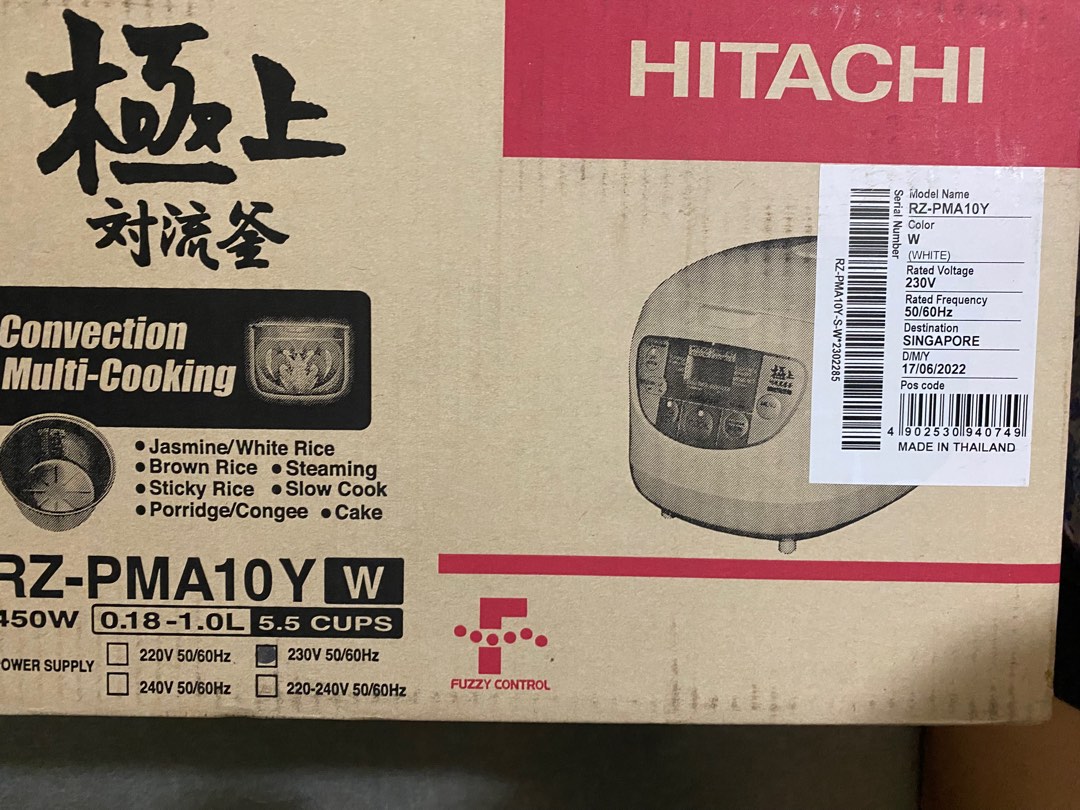 Hitachi Rice Cooker RZPMA10Y, TV & Home Appliances, Kitchen Appliances