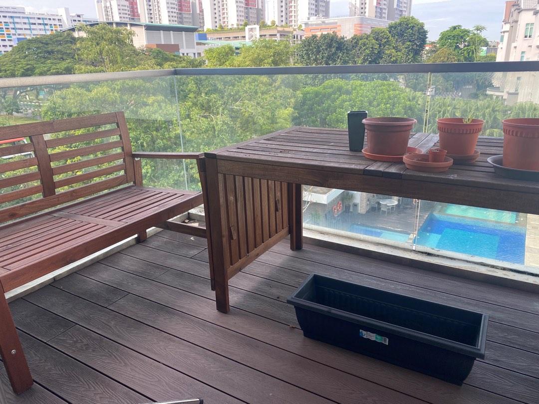 IKEA outdoor table and benches, Furniture & Home Living, Furniture