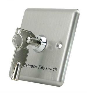 Key Switch for Door Release/Door Access [Override Bypass Key Switch] Optional:EM Lock with Relay (600LBS), ZL Bracket, U Bracket, Emergency Breakglass, Door Exit Push Button, 12V/5A Biometric Power Supply, 12V/7Ah UPS Rechargeable Battery