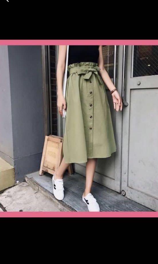 Button 2025 paperbag skirt