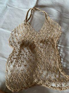 Large Net Woven Beach Tote Bag