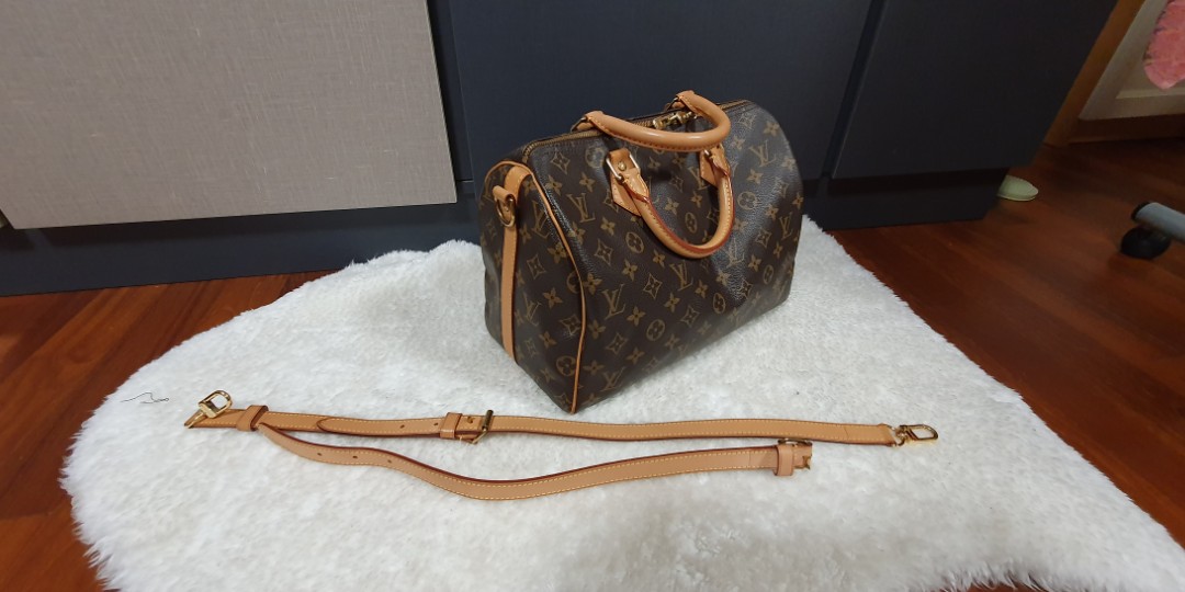 Louis Vuitton Speedy 25 Hand Bag M20852 Crossbody Black Monogram Auth New  proof