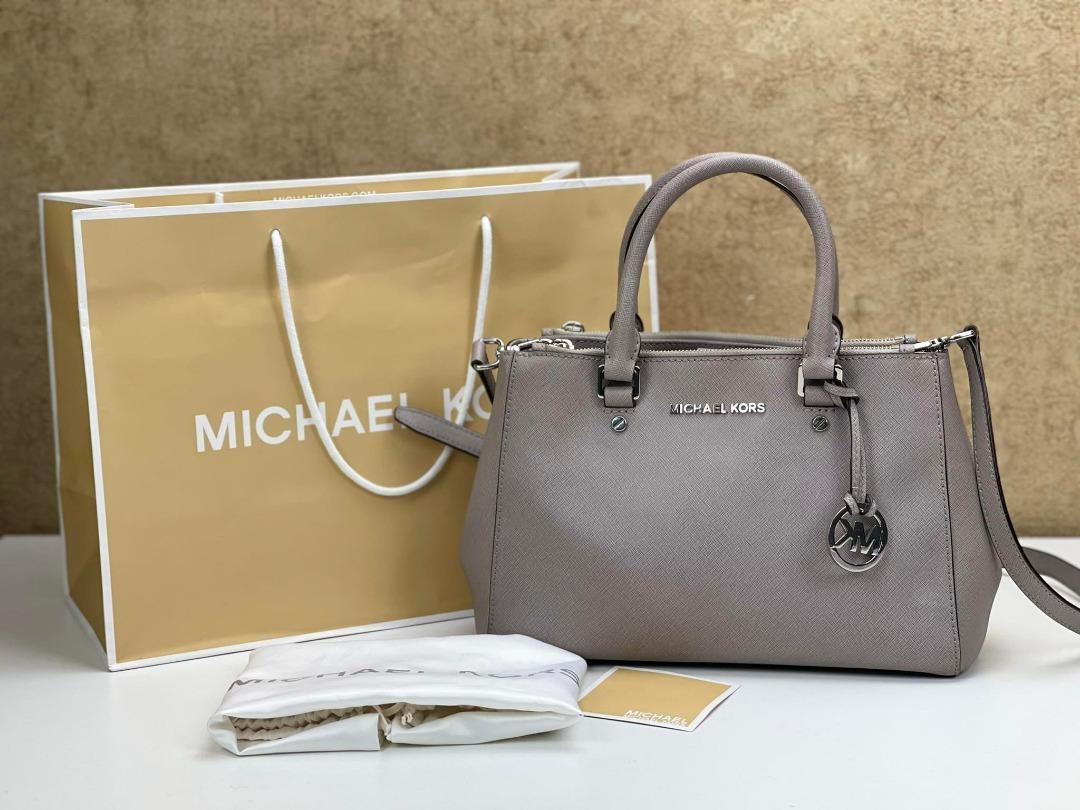 Michael Kors 'sutton' Small Saffiano Leather Satchel in Gray