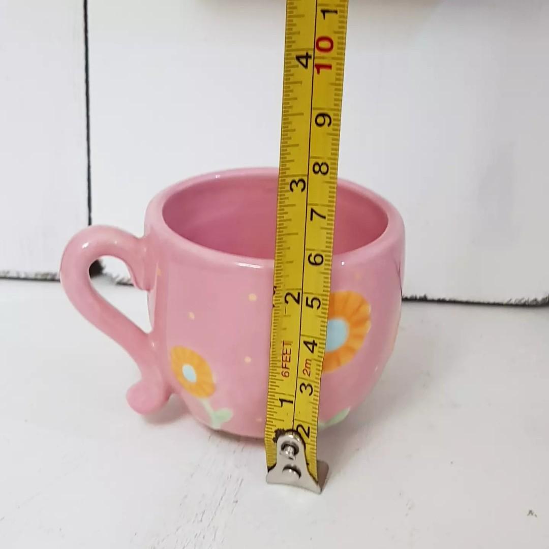Miniature cup and saucer shabby chic sunflower, Furniture & Home Living