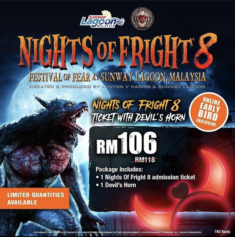 Night of Fright 8 tickets (Admission + express lane + free devil horn