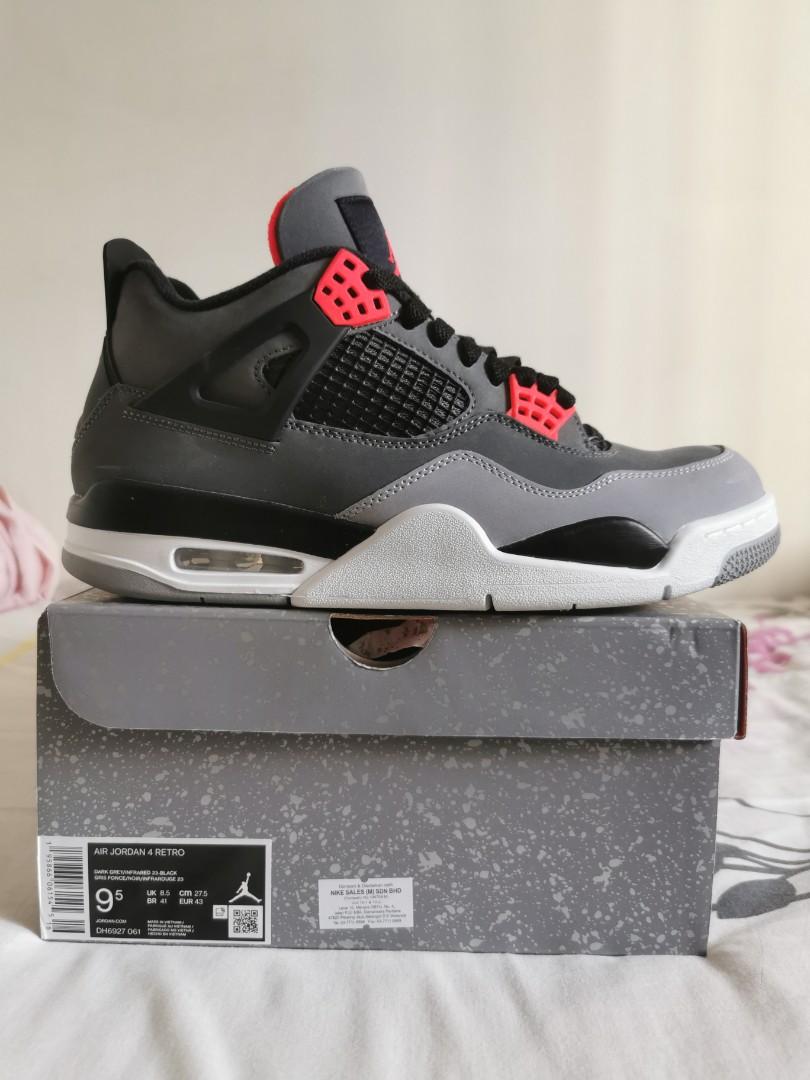 Nike Air Jordan 4 Infrared US9. 5, Men's Fashion, Footwear ...