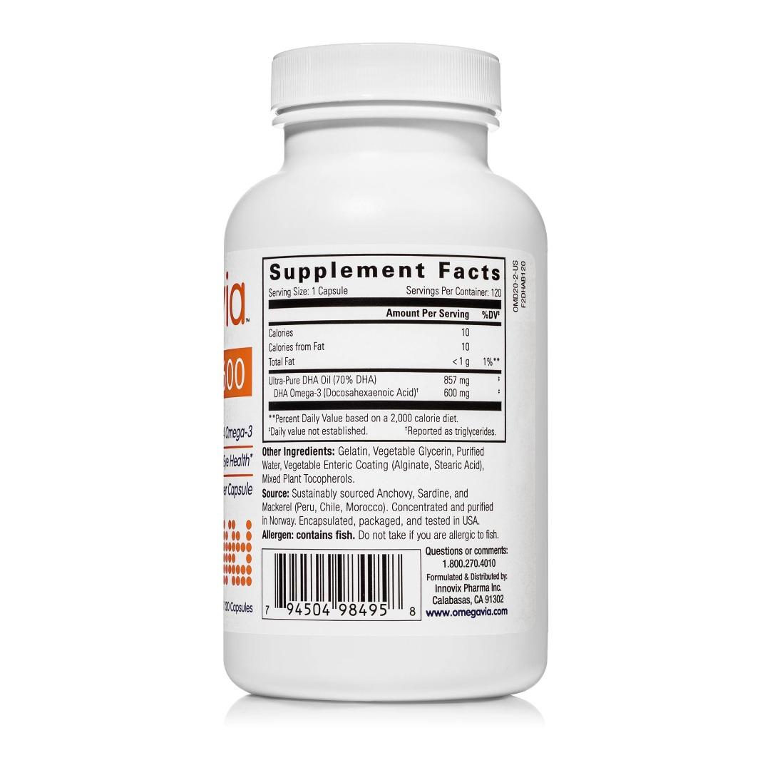 OmegaVia DHA 600. UltraPure DHA Omega3. Fish Oil. Prenatal Pregnant. Lactating Breastfeeding
