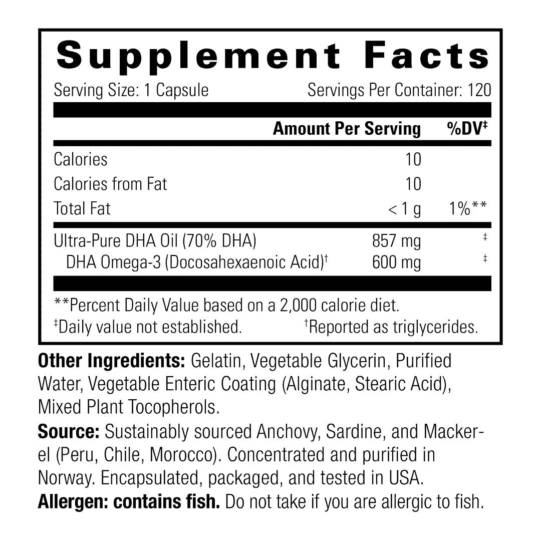 OmegaVia DHA 600. UltraPure DHA Omega3. Fish Oil. Prenatal Pregnant