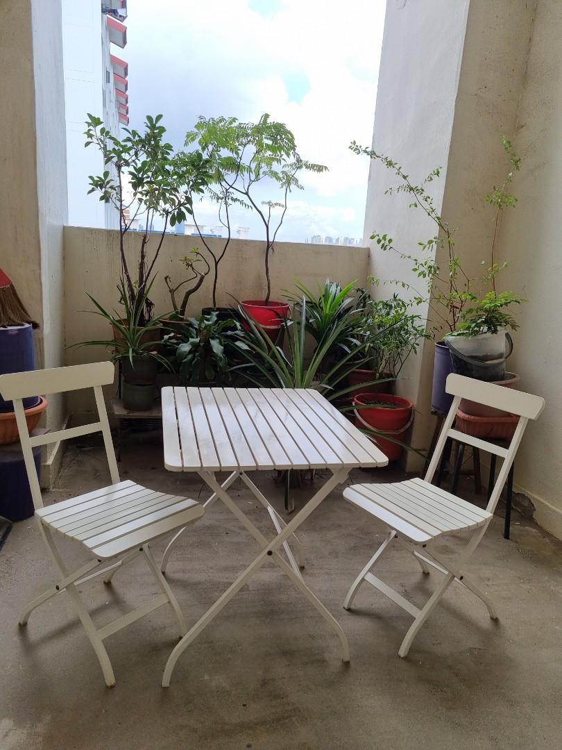 Outdoor table and 2xchairs Ikea Malaro aluminium, Furniture & Home