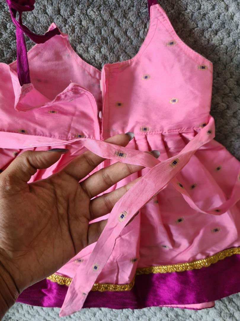 Pink Handstitched Baby Girl Indian Costume (Paavadai/Pavadai), Babies