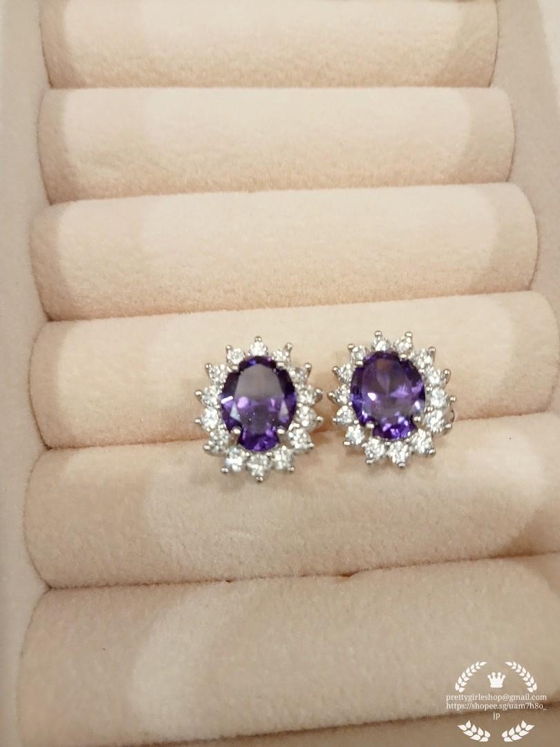 Purple sapphire stud earrings sale