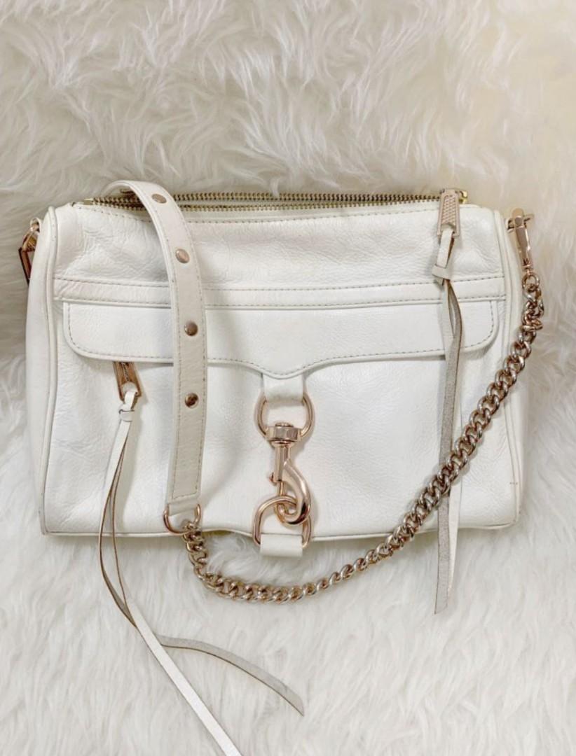 Rebecca Minkoff white and gold leather sling bag