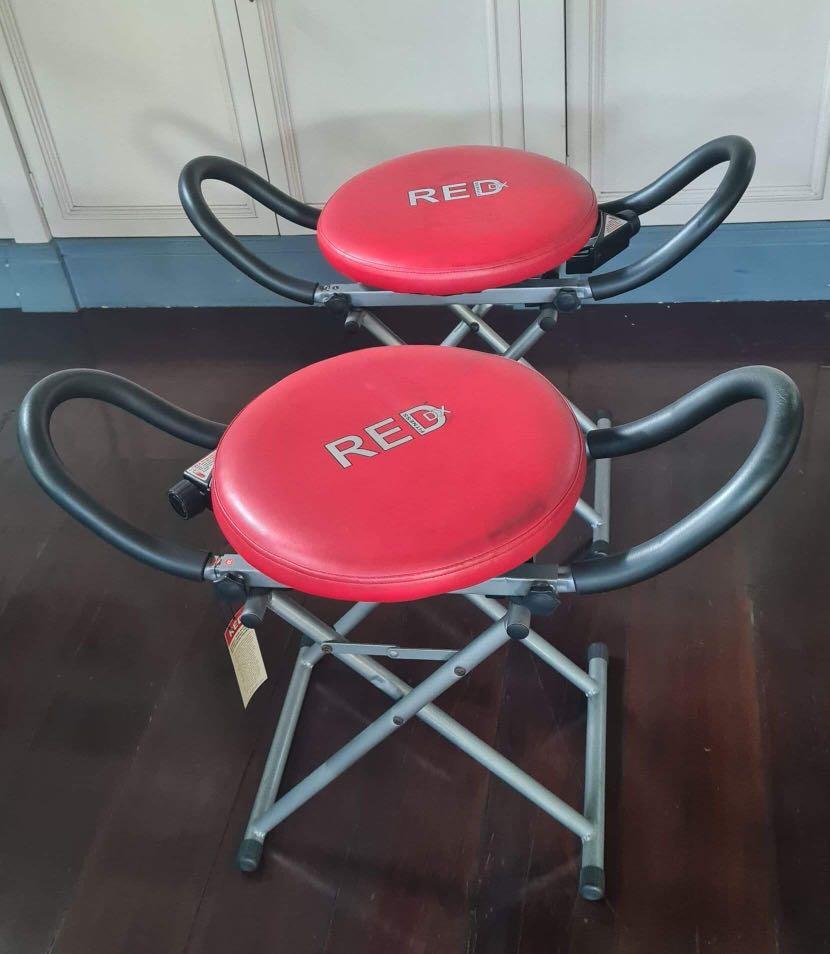 Red DX Fitness AB Core Machine Abdominal Exercise Chair Adjustable Resistance