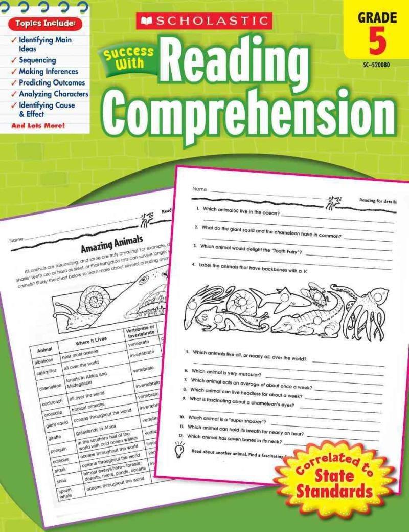 Reading　with　Reading　書本　Tests　Scholastic　興趣及遊戲,　NEW,　Grade　1-6　Success　Comprehension　Carousell　文具,　教科書-