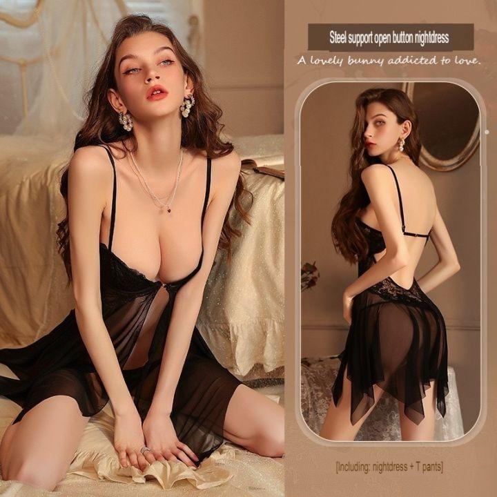 Sexy Lingerie Pajamas Steel Support Push Up Bra Big Lace Front Slits  Nightdress Perfect for Special Nights, Women's Fashion, New Undergarments &  Loungewear on Carousell