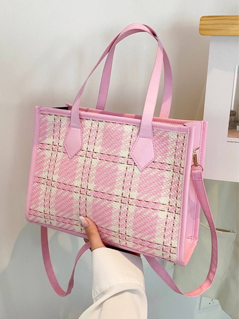 SHEIN Pink Tote Bag Women s Fashion Bags Wallets Tote Bags on