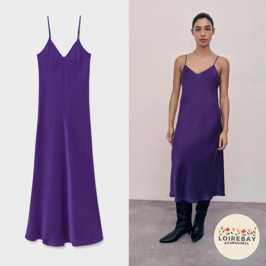 Purple silk sales slip dress