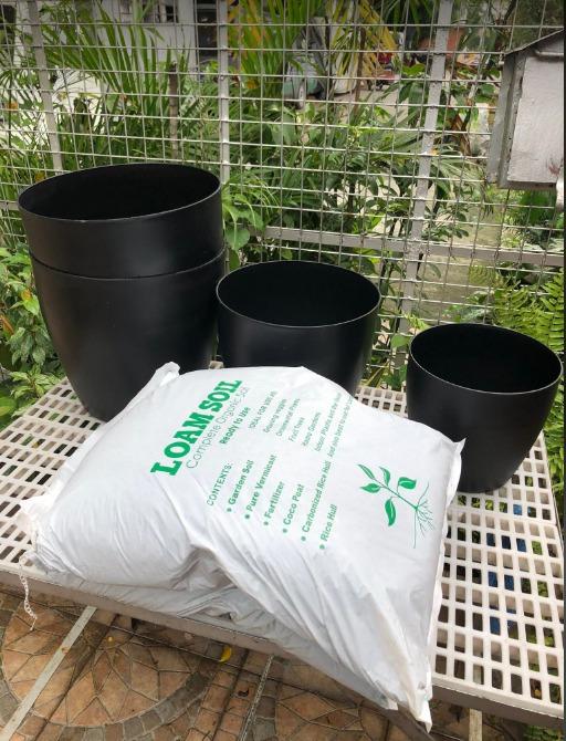 SMOOTH PEARL POTS + LOAM SOIL (Category: Pots & Planters) located in Quezon City. Submitted by uno_store (Listing ID 1180105358, Image 2). Description: SMOOTH PEARL POTS + LOAM SOIL 4 Black Peral Wave Pots + 2 sacks Loam Soil SOLD SOLD bound to QC thank you po sir Kiko till your next order po PM for orders and deliveries po +639669963543 ALL SIZES AVAILABLE order now deliver agad agad! Elegant Style durable plastic/rubber 100% Legit MORE TO SHOP 