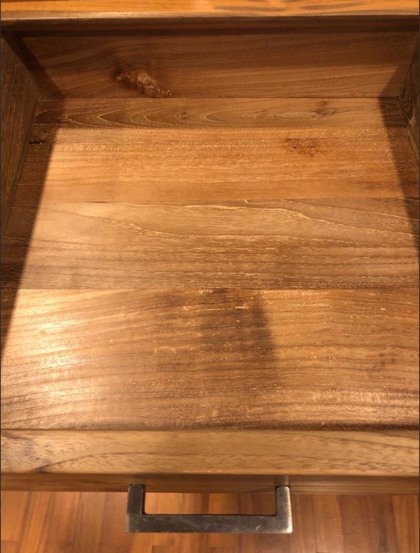 Solid Wood Study Desk (Category: Tables & Sets) located in Singapore. Submitted by vtxyvtxy (Listing ID 1180247136, Image 3). Description: Custom made solid teak wood study table / study desk - 100% Solid teak wood - Dimensions: L100cm x W60cm x H76cm - Water base coating - Buyer to arrange delivery Tags: wfh, work from home, study desk, study table, desk, wooden table, teak wood, solid wood table, solid wood desk, teak.
