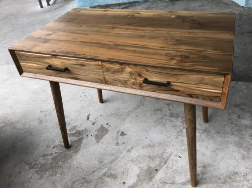 Solid Wood Study Desk (Category: Tables & Sets) located in Singapore. Submitted by vtxyvtxy (Listing ID 1180247136, Image 1). Description: Custom made solid teak wood study table / study desk - 100% Solid teak wood - Dimensions: L100cm x W60cm x H76cm - Water base coating - Buyer to arrange delivery Tags: wfh, work from home, study desk, study table, desk, wooden table, teak wood, solid wood table, solid wood desk, teak.