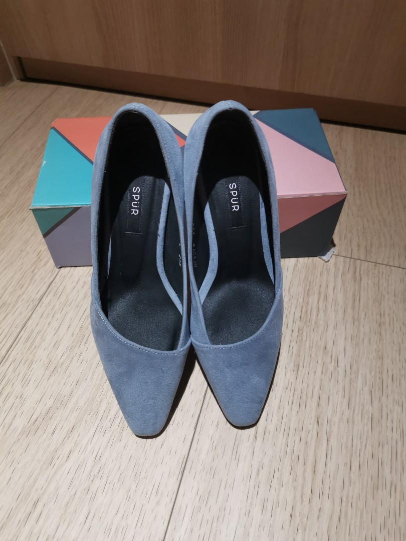 Spur Blue-grey heels, Women's Fashion, Footwear, Heels on Carousell
