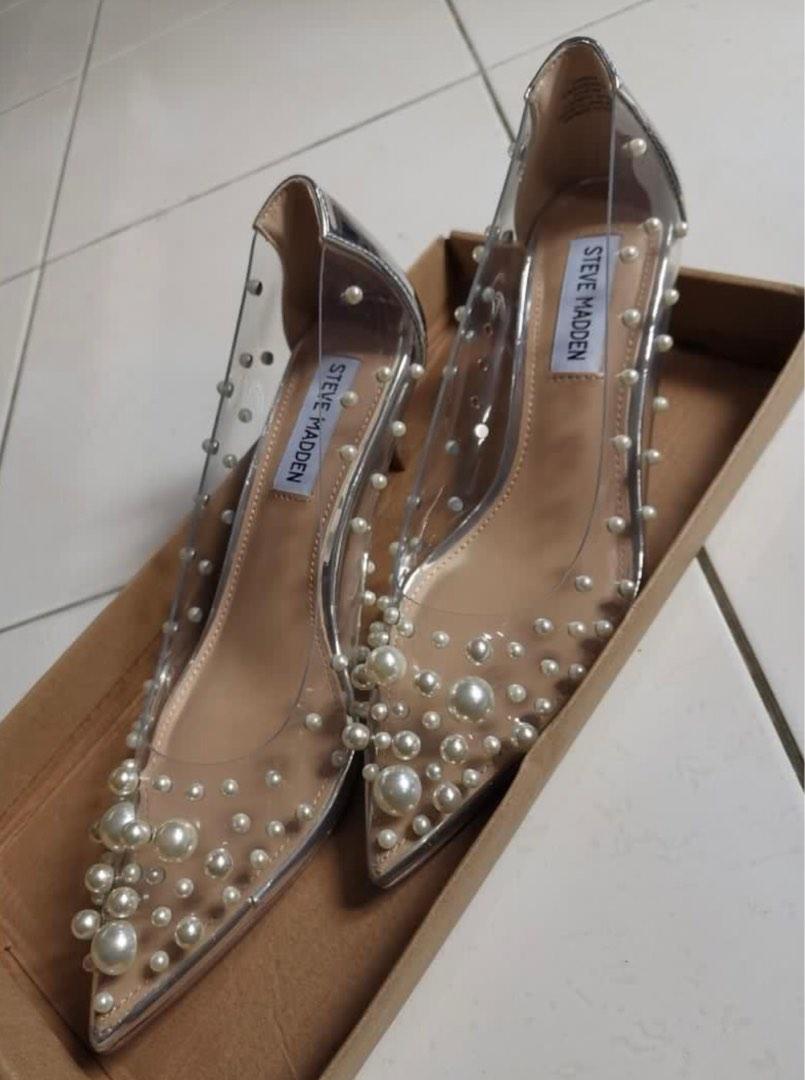 Steve Madden Heels Clear Pearl, Women's Fashion, Footwear, Heels on  Carousell