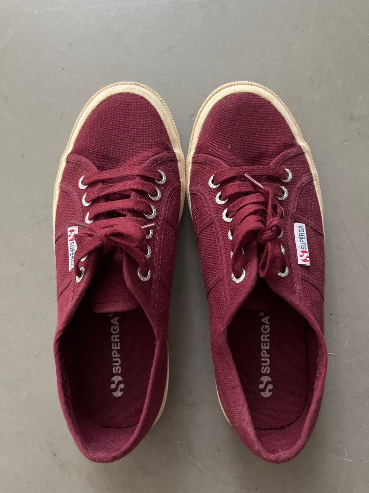 Superga Maroon Sneakers Women s Fashion Footwear Sneakers on