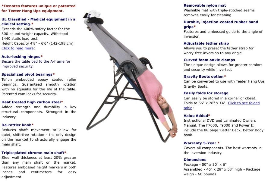 Teeter F5000 inversion table, Sports Equipment, Exercise & Fitness ...