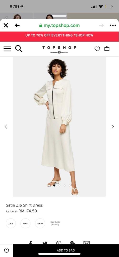 Topshop white satin dress top