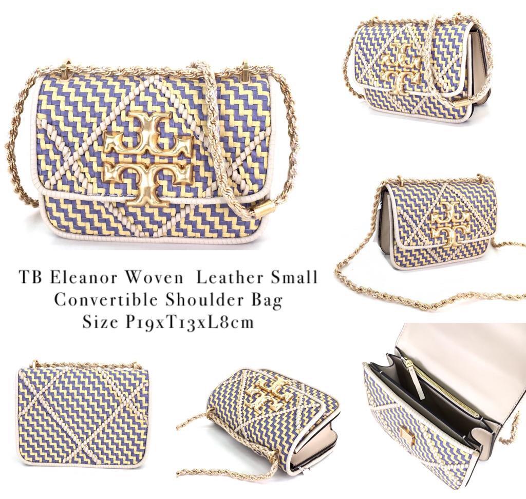 Tory Burch Eleanor Woven East West Small Convertible Shoulder Bag