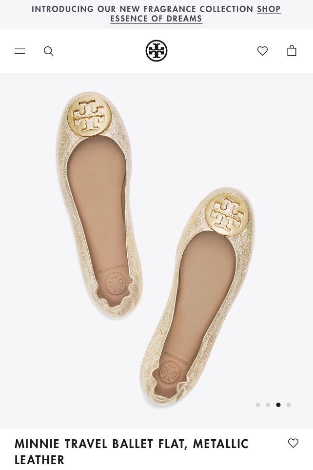 Tory burch minnie gold flats sale