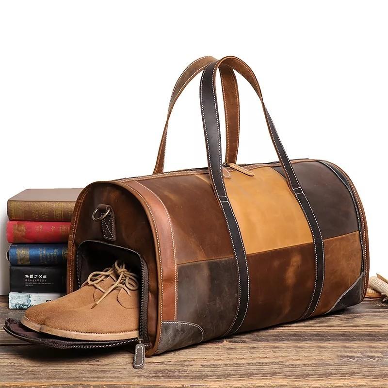 Travel Gym Genuine Leather bag Men Ladies Genuine leather travel gym bag