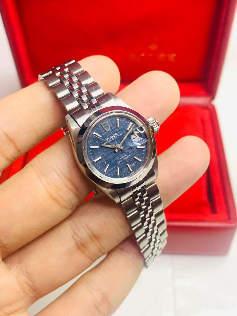TUDOR Rolex Princess Date Blue Linen Dial 26mm Automatic Watch