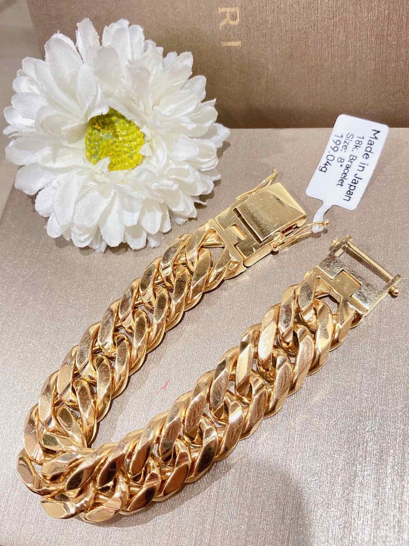 Unisex Japan Gold Bracelet 18k, Women's Fashion, Jewelry & Organizers