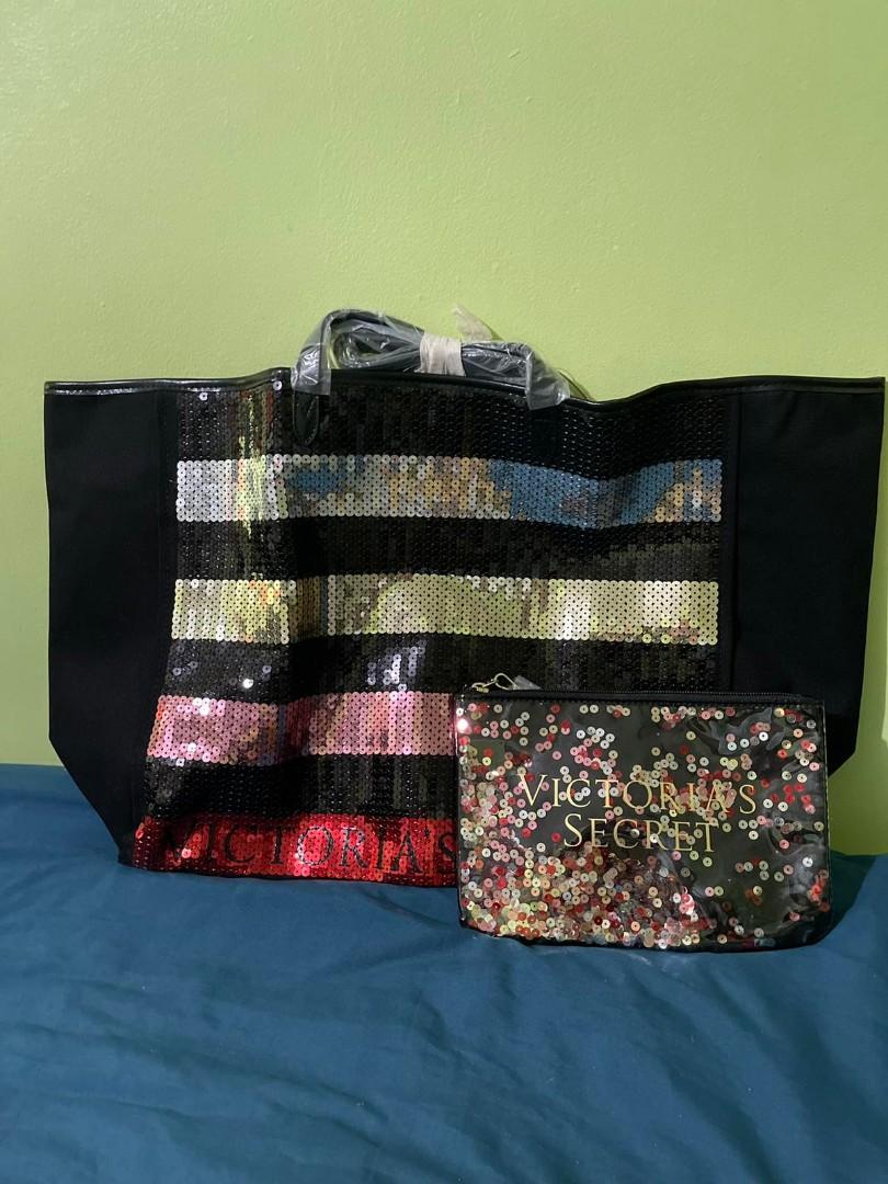 VICTORIA S SECRET BLING SEQUIN TOTE BAG WITH POUCH Women s
