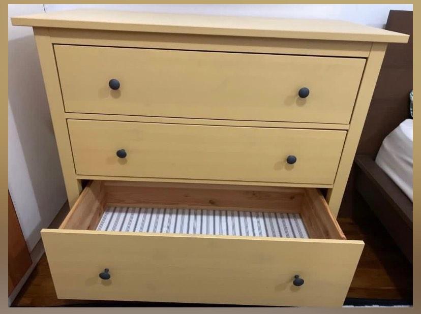 Yellow IKEA 3 Drawer Dresser (Hemnes), Furniture &amp; Home Living ...