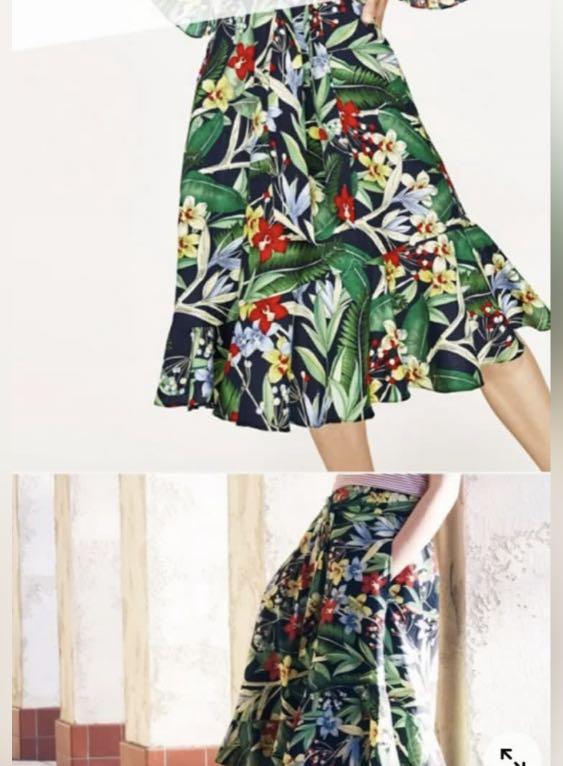 Floral midi skirt zara cheap