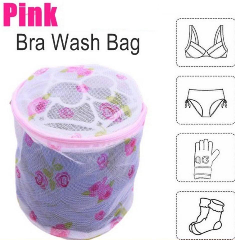 16x14cm Pink Wash Laundry Bag Clothes Bra Underwear Washing Net