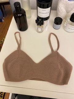 韓國購入 卡其色針織羅紋細肩背心