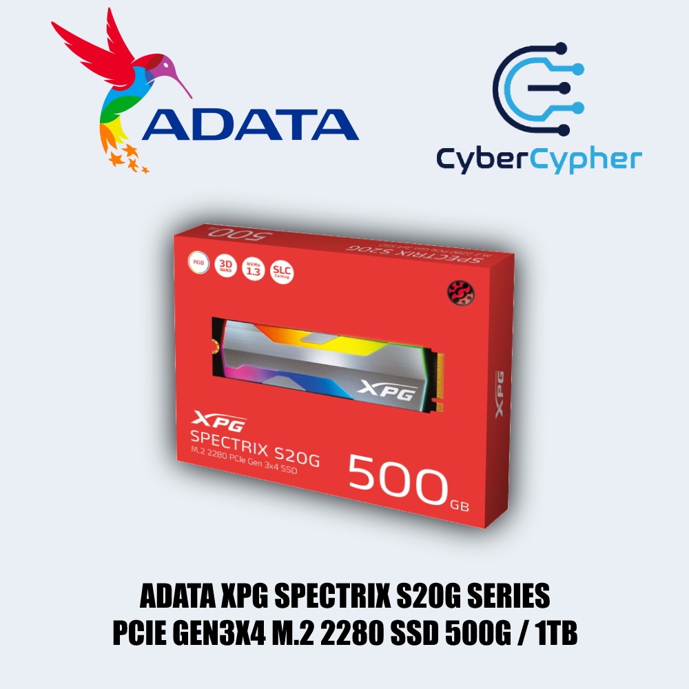 ADATA XPG SPECTRIX S20G SERIES PCIE GEN3X4 M.2 2280 SSD 500G / 1TB ...