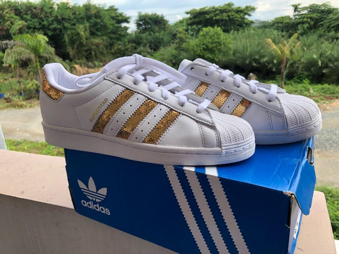adidas, Shoes, Adidas Originals Superstar Gold Metal Toe Shell Toe  Sneakers Womens Size 5
