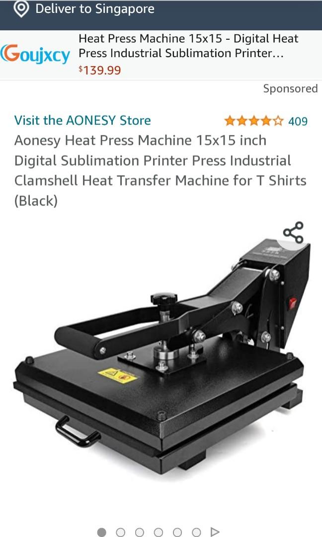 Aonesy Heat Press Machine 15x15 inch Digital Sublimation Printer Press Industrial Clamshell Heat Transfer Machine for T Shirts 