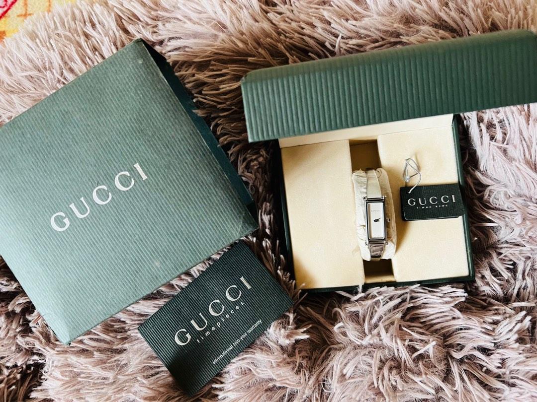 Gucci 1500L Bangle Watch (Category: Luxury Watches) located in Makati City. Submitted by damoreluxe (Listing ID 1180473627, Image 2). Description: Preloved 💯 Authentic Gucci 1500L watch bangle in silver tone Complete inclusions (Box, booklet and cards) 16cm The watch looks new and has minimal hair lines.. Please manage your expectations as the items are preloved from Japan..