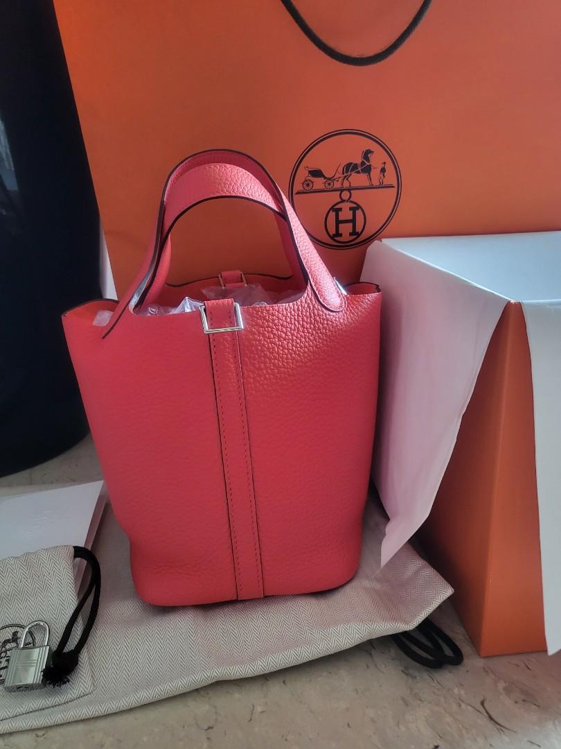 Hermes Picotin Lock bag PM Rose texas Clemence leather Silver hardware