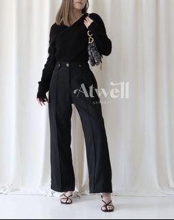 Black Culotte Pants with Gold Buttons