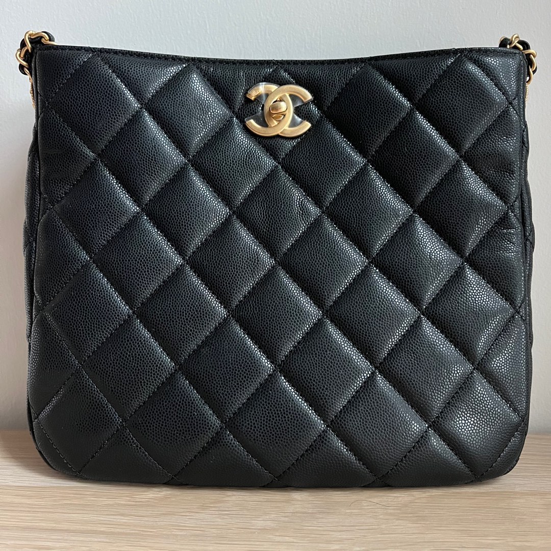 Chanel 22s small hobo bag black caviar, Luxury, Bags & Wallets on Carousell