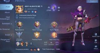 CHEAP MOBILE LEGENDS (MLBB) ACCOUNT #60 (EX MYTHICAL GLORY, COLLECTOR BENEDETTA🔥, EPIC LIMITED KARRIE✨, STUN CHOU☄️, LIGHTBORN GRANGER‼️, ZODIAC SELENA AND ZHASK👾, EPIC HANABI, CYCLOPS, ANGELA, SABER AND CLAUDE🤖)