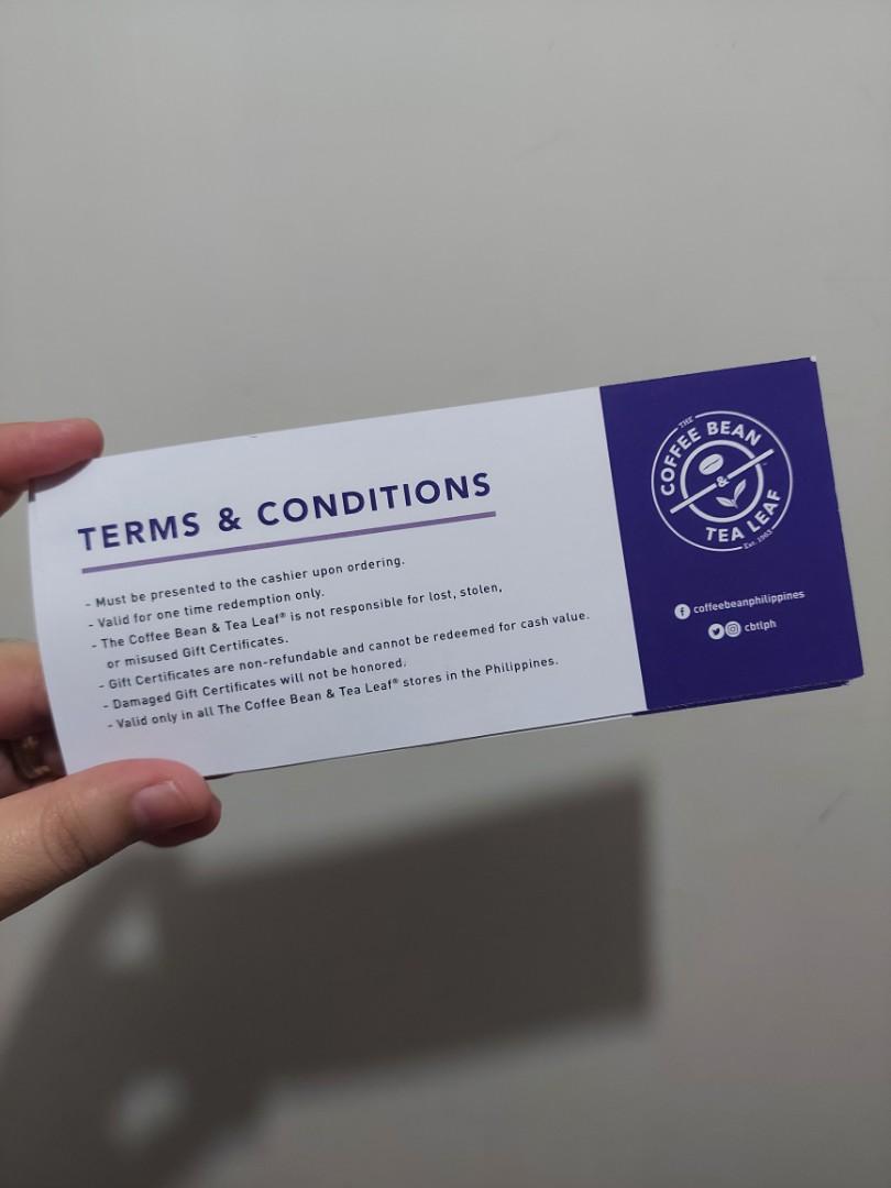 Coffee Bean Tea Leaf Gift Certificates Tickets Vouchers Store Coffee Bean Tea Leaf Gift Certificates Tickets Vouchers Store