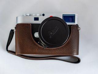 Dark brown genuine leather half case for Leica M11