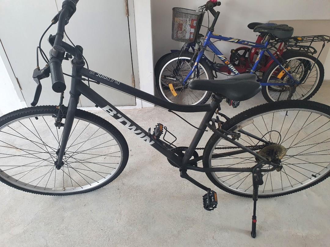 Decathlon Hybrid Bike Riverside 100 6 speed V Brake Black